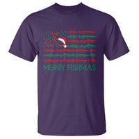 Christmas Fishing T Shirt Merry Fishmas Fisherman American Flag - Wonder Print Shop
