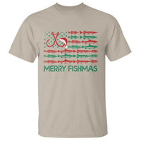 Christmas Fishing T Shirt Merry Fishmas Fisherman American Flag - Wonder Print Shop
