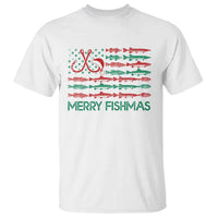 Christmas Fishing T Shirt Merry Fishmas Fisherman American Flag - Wonder Print Shop