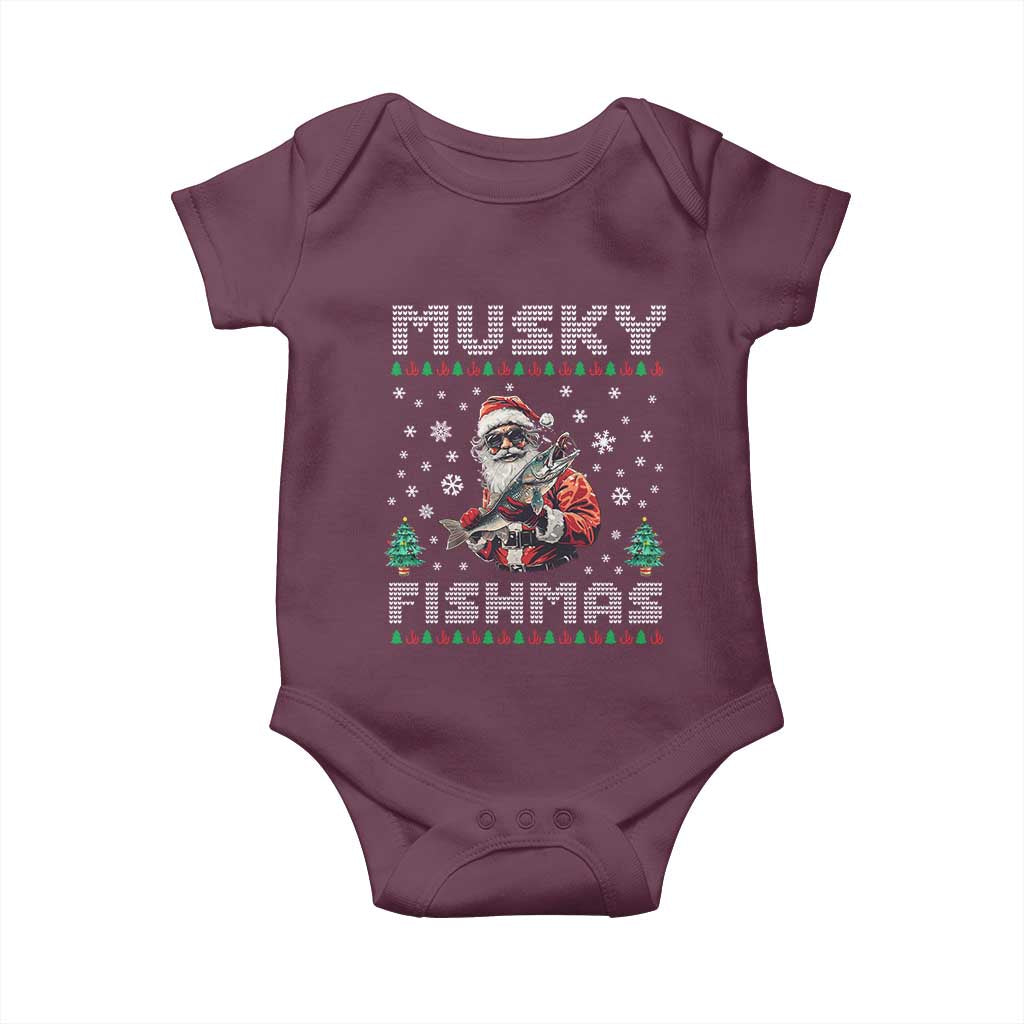 Christmas Muskie Fishing Baby Onesie Musky Fishmas Fisherman
