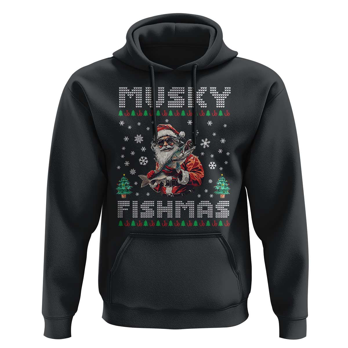 Christmas Muskie Fishing Hoodie Musky Fishmas Fisherman