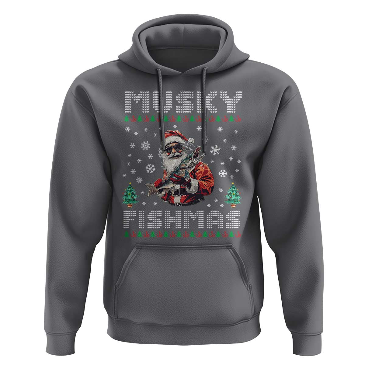 Christmas Muskie Fishing Hoodie Musky Fishmas Fisherman