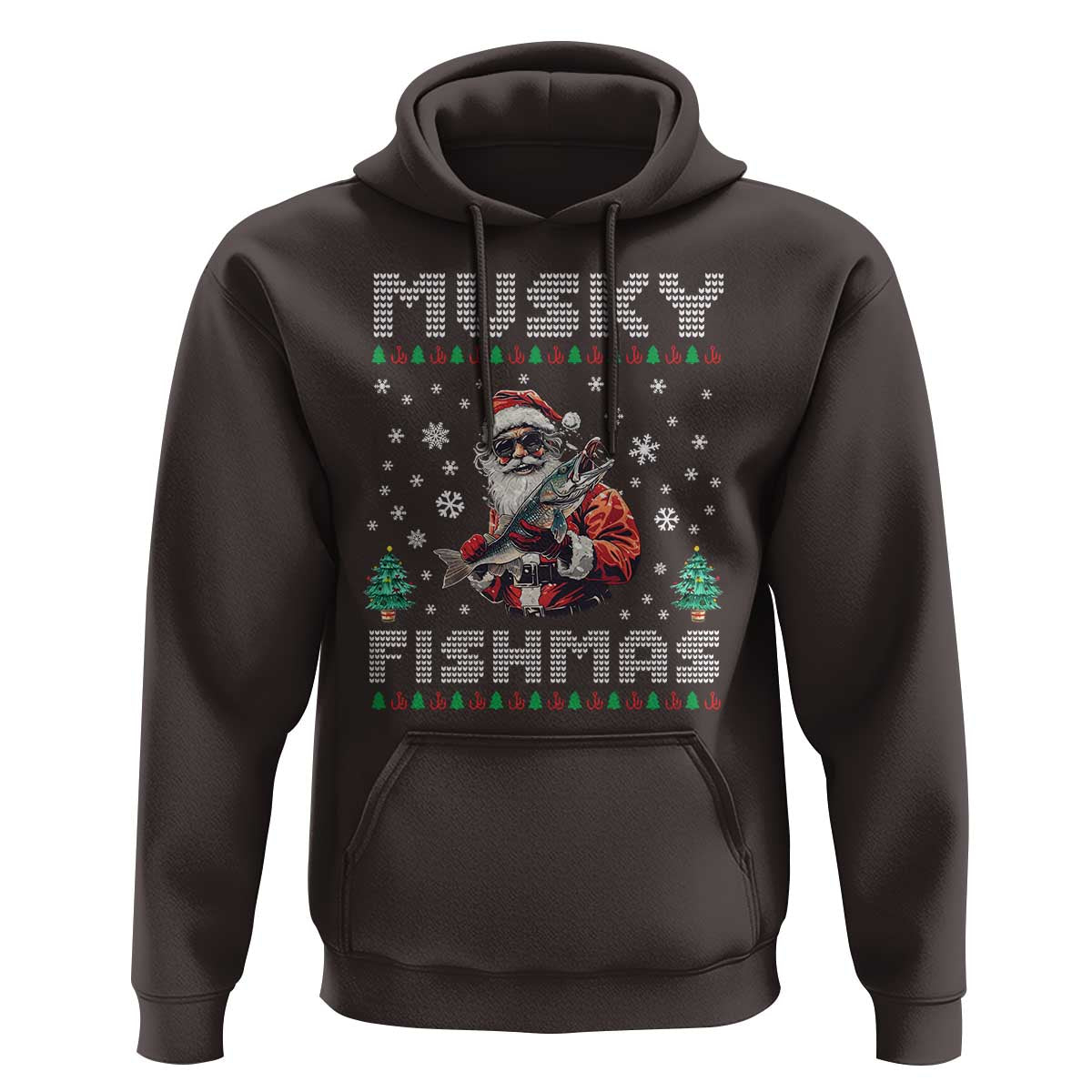 Christmas Muskie Fishing Hoodie Musky Fishmas Fisherman