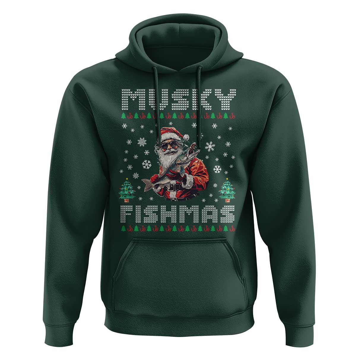 Christmas Muskie Fishing Hoodie Musky Fishmas Fisherman