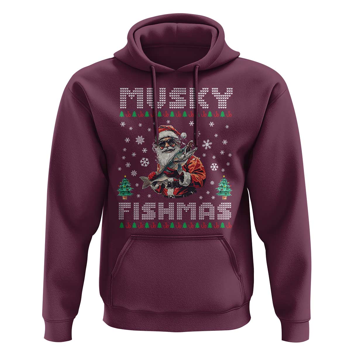 Christmas Muskie Fishing Hoodie Musky Fishmas Fisherman