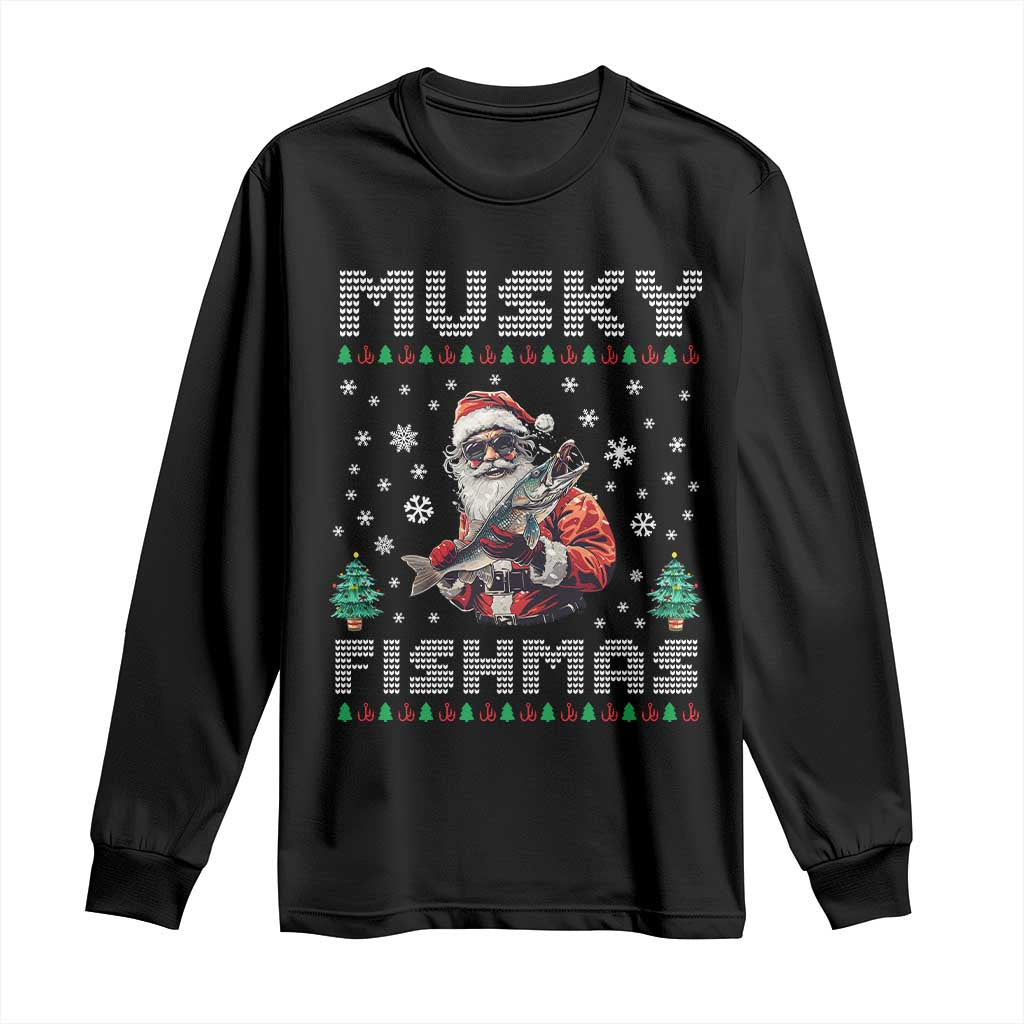 Christmas Muskie Fishing Long Sleeve Shirt Musky Fishmas Fisherman