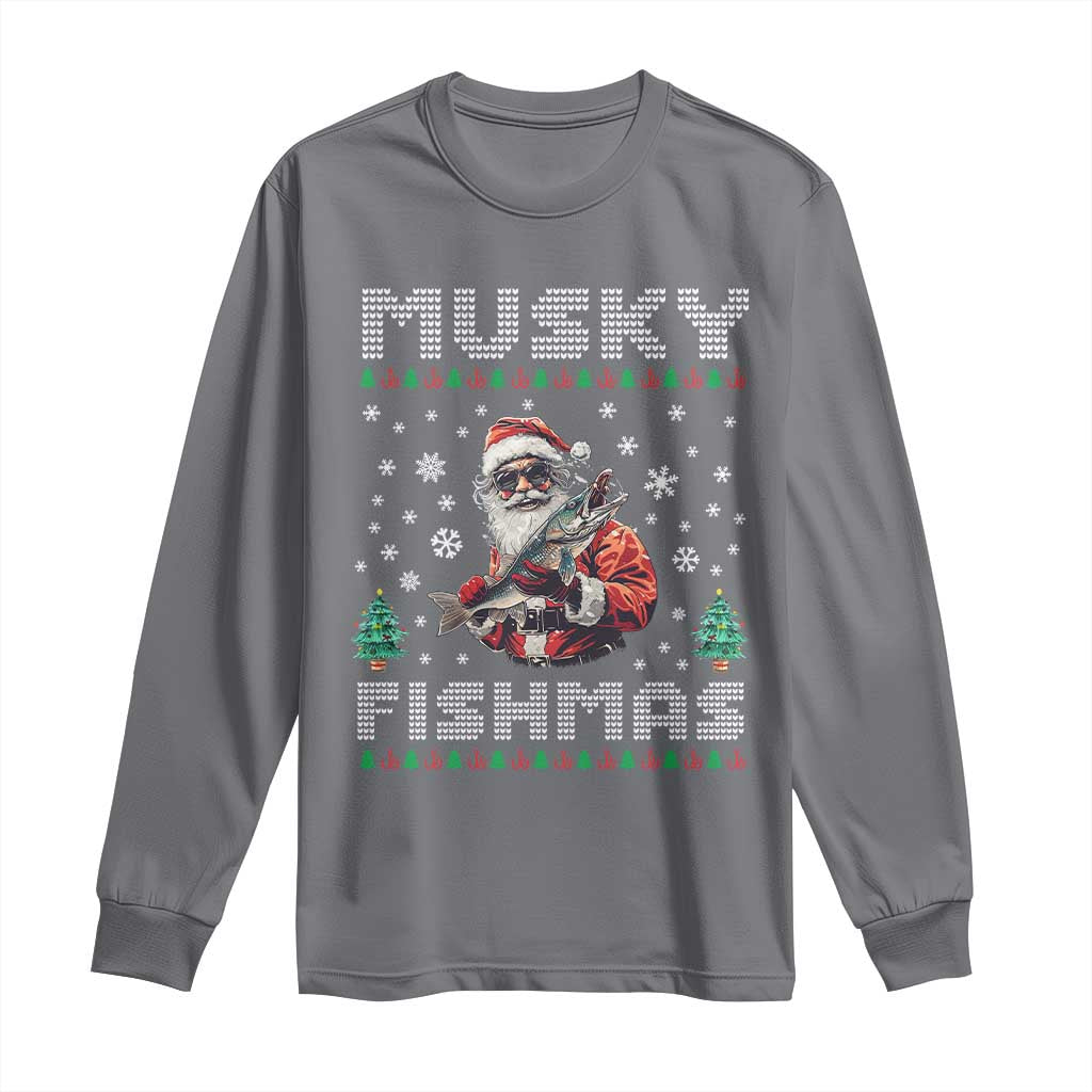 Christmas Muskie Fishing Long Sleeve Shirt Musky Fishmas Fisherman