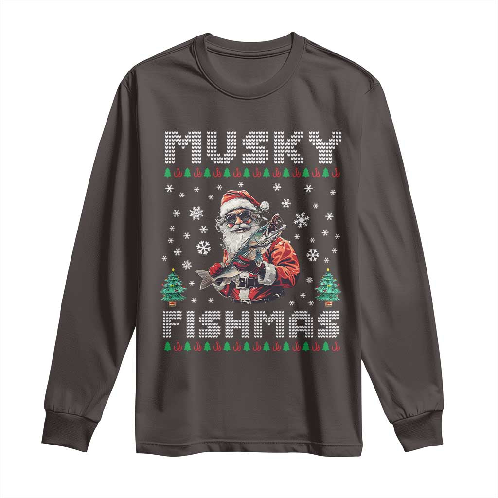 Christmas Muskie Fishing Long Sleeve Shirt Musky Fishmas Fisherman