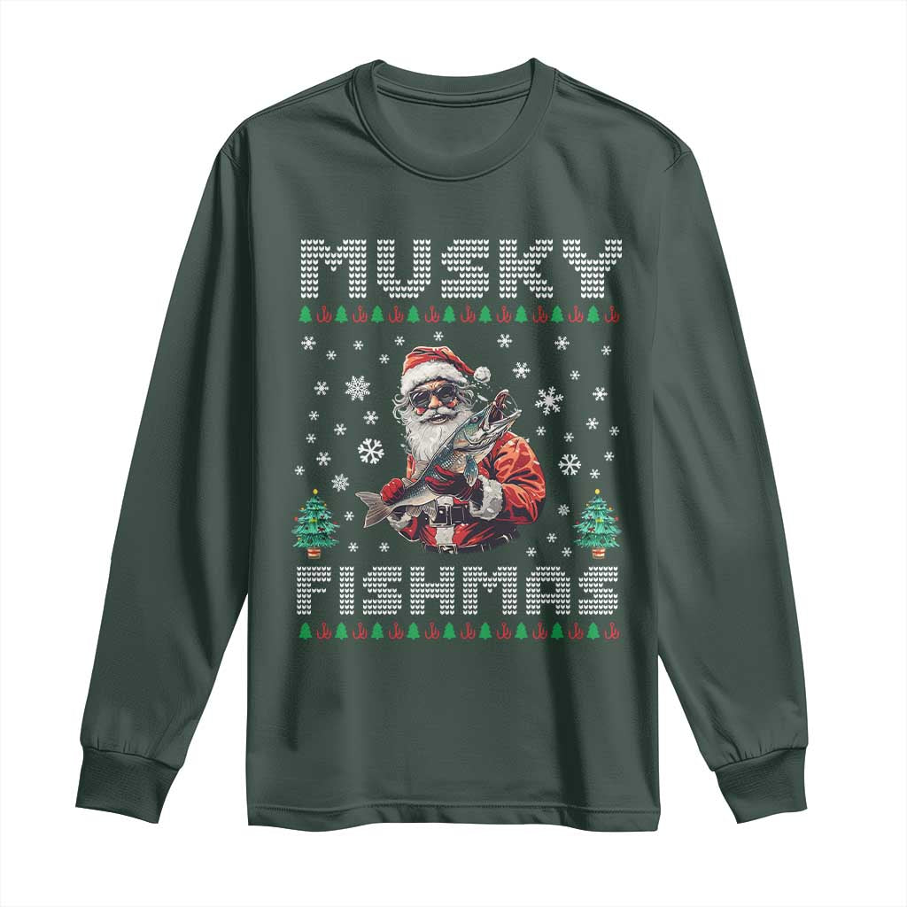 Christmas Muskie Fishing Long Sleeve Shirt Musky Fishmas Fisherman