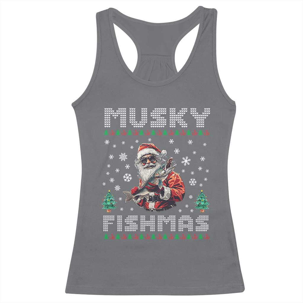 Christmas Muskie Fishing Racerback Tank Top Musky Fishmas Fisherman