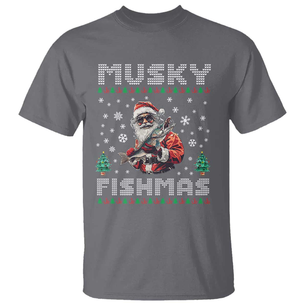 Christmas Muskie Fishing T Shirt Musky Fishmas Fisherman - Wonder Print Shop