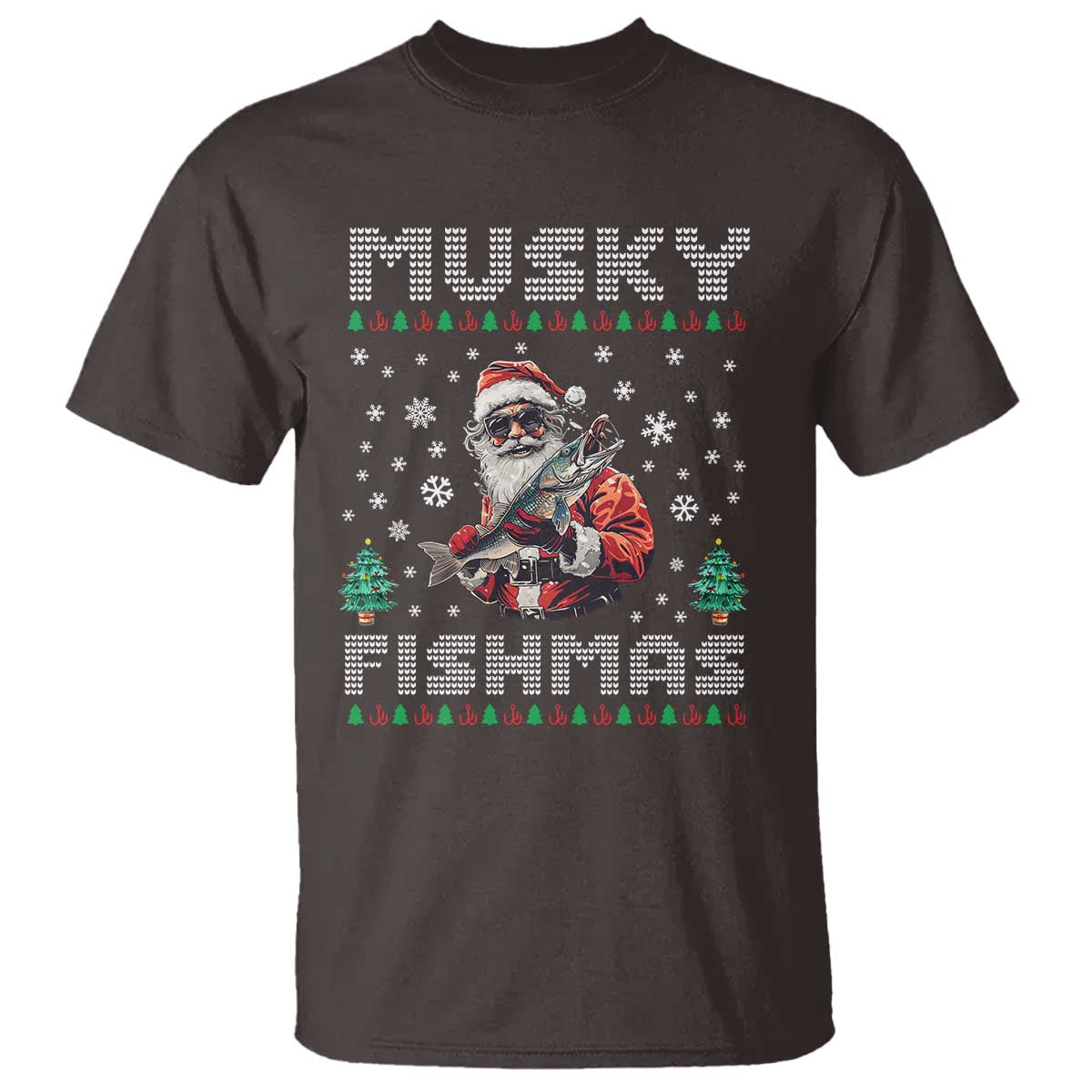 Christmas Muskie Fishing T Shirt Musky Fishmas Fisherman - Wonder Print Shop