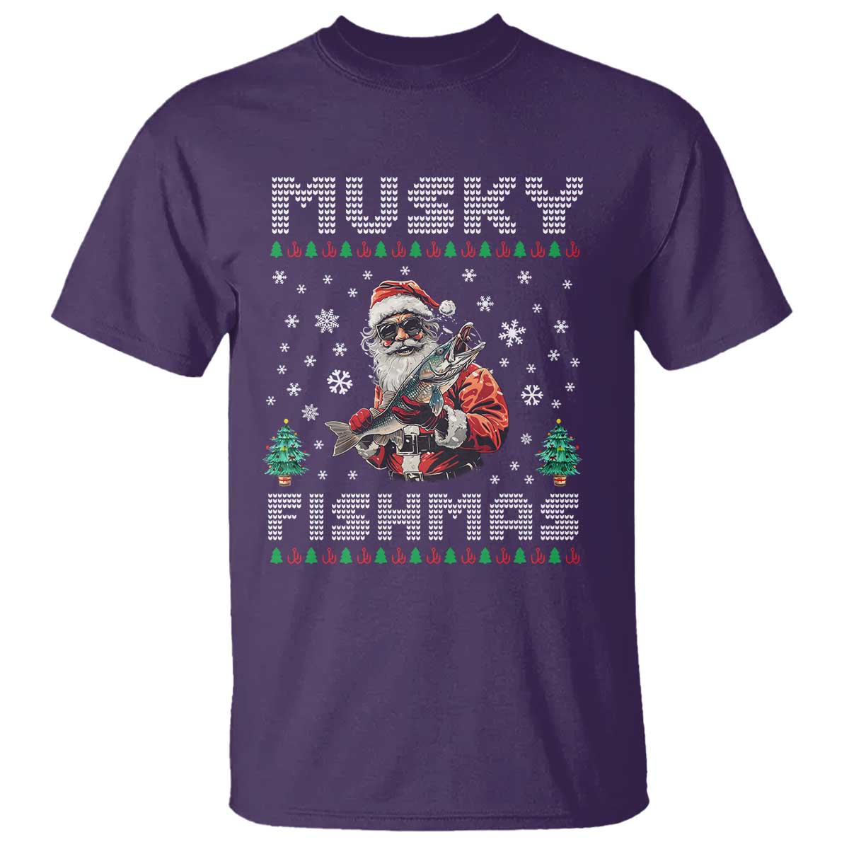 Christmas Muskie Fishing T Shirt Musky Fishmas Fisherman - Wonder Print Shop