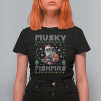 Christmas Muskie Fishing T Shirt For Women Musky Fishmas Fisherman - Wonder Print Shop