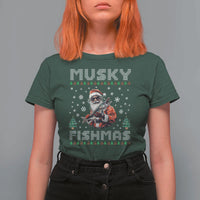 Christmas Muskie Fishing T Shirt For Women Musky Fishmas Fisherman - Wonder Print Shop