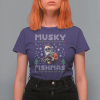 Christmas Muskie Fishing T Shirt For Women Musky Fishmas Fisherman - Wonder Print Shop