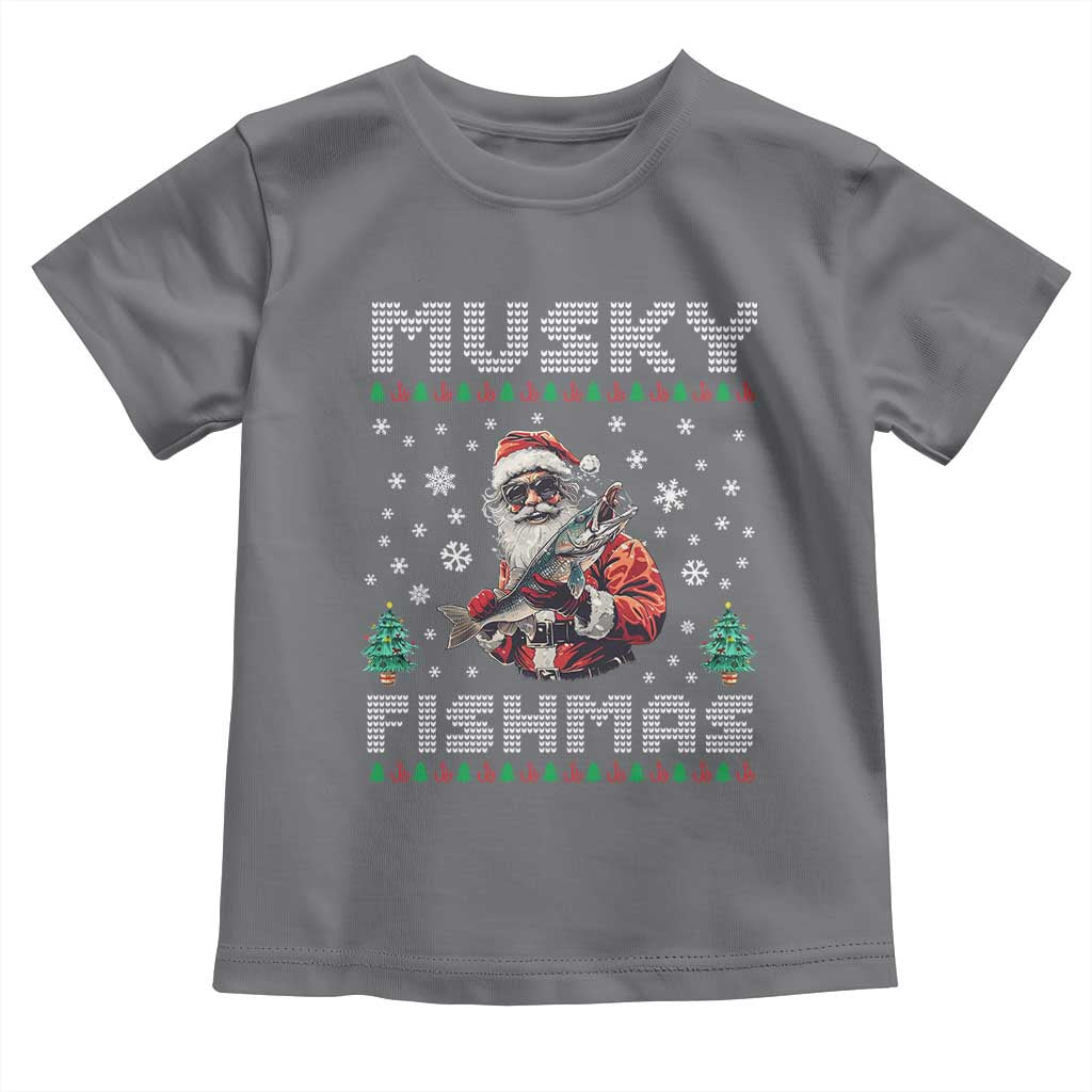 Christmas Muskie Fishing Toddler T Shirt Musky Fishmas Fisherman