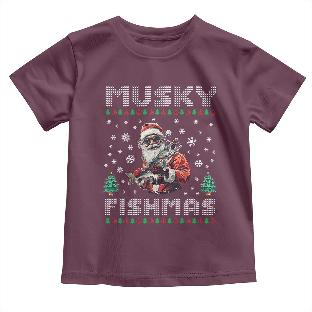 Christmas Muskie Fishing Toddler T Shirt Musky Fishmas Fisherman