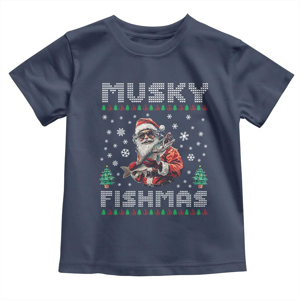Christmas Muskie Fishing Toddler T Shirt Musky Fishmas Fisherman
