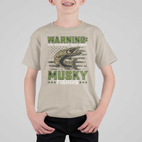 Warning May Randomly Talk About Musky Fishing T Shirt For Kid - Wonder Print Shop