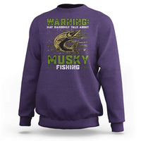 Warning May Randomly Talk About Musky Fishing Sweatshirt - Wonder Print Shop