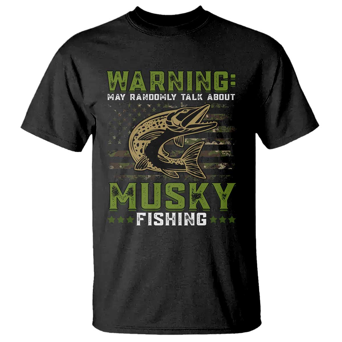 Warning May Randomly Talk About Musky Fishing T Shirt - Wonder Print Shop