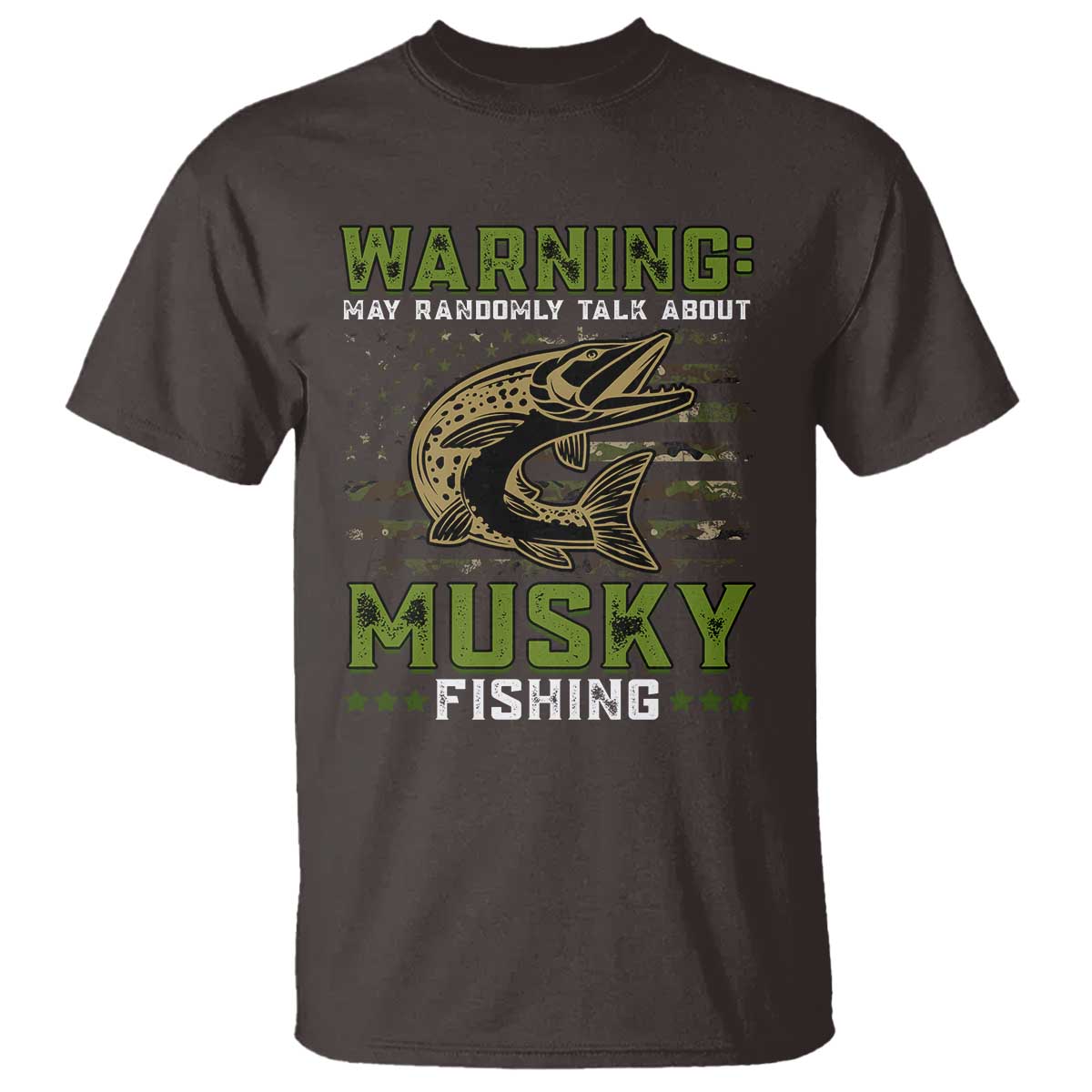 Warning May Randomly Talk About Musky Fishing T Shirt - Wonder Print Shop