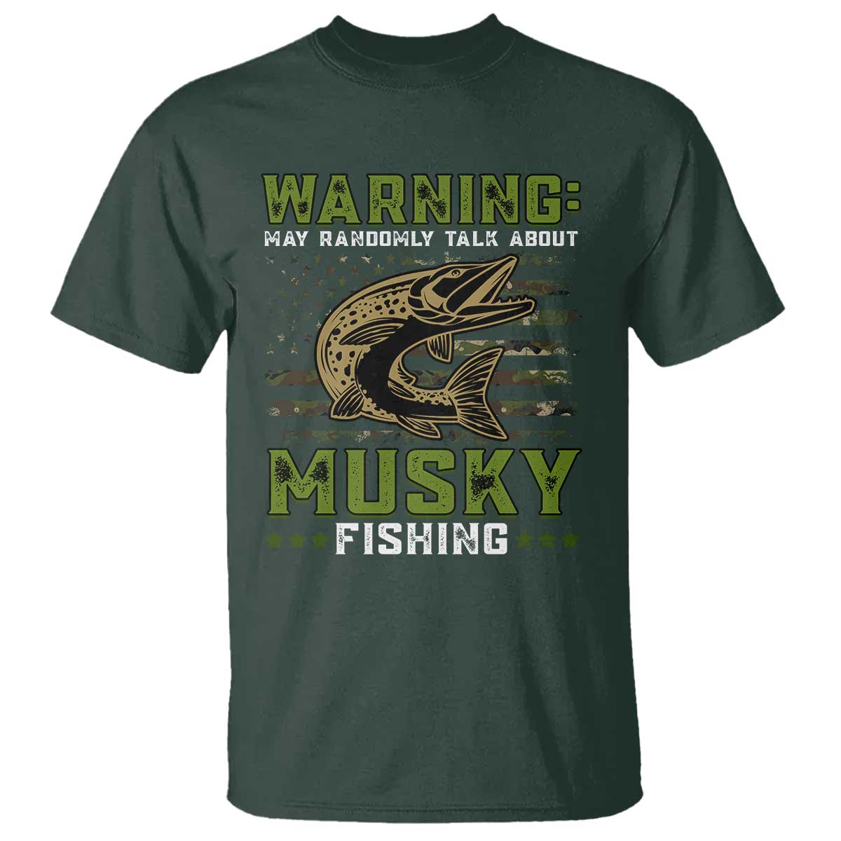 Warning May Randomly Talk About Musky Fishing T Shirt - Wonder Print Shop
