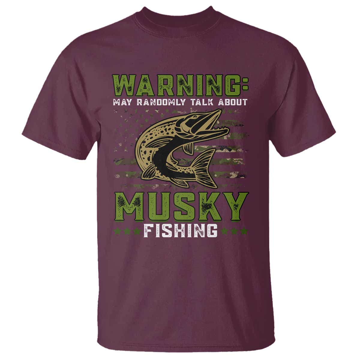 Warning May Randomly Talk About Musky Fishing T Shirt - Wonder Print Shop
