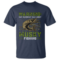 Warning May Randomly Talk About Musky Fishing T Shirt - Wonder Print Shop