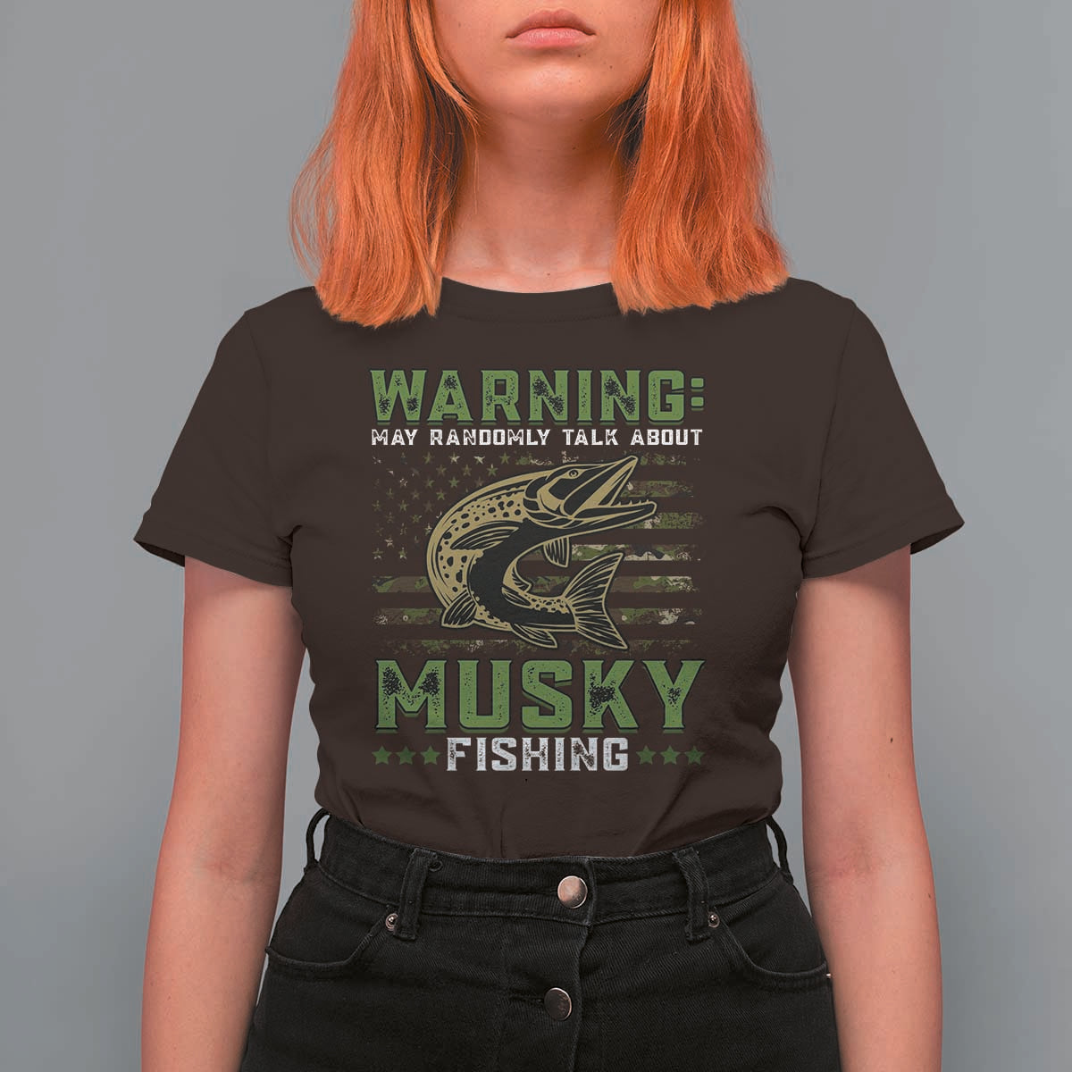 Warning May Randomly Talk About Musky Fishing T Shirt For Women - Wonder Print Shop