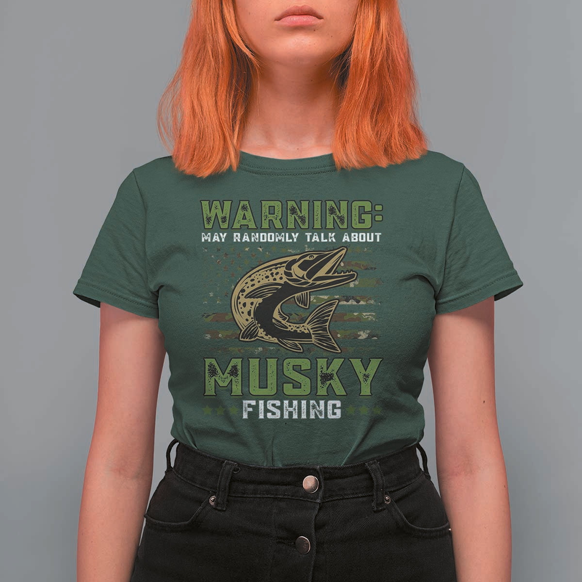 Warning May Randomly Talk About Musky Fishing T Shirt For Women - Wonder Print Shop