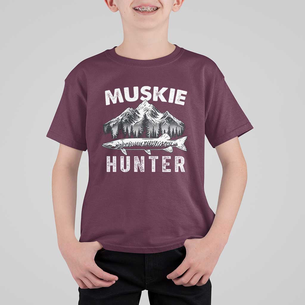 Musky Hunter Fishing Fisherman T Shirt For Kid - Wonder Print Shop