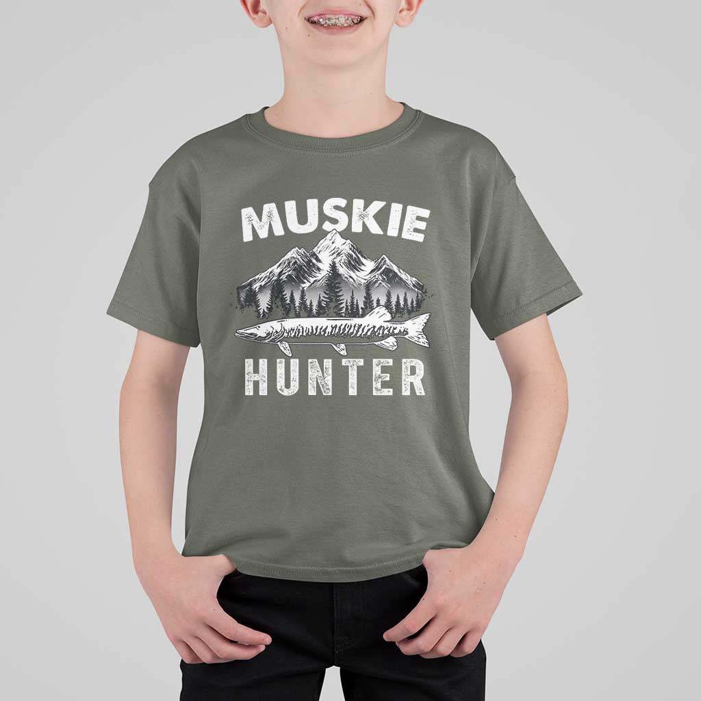 Musky Hunter Fishing Fisherman T Shirt For Kid - Wonder Print Shop