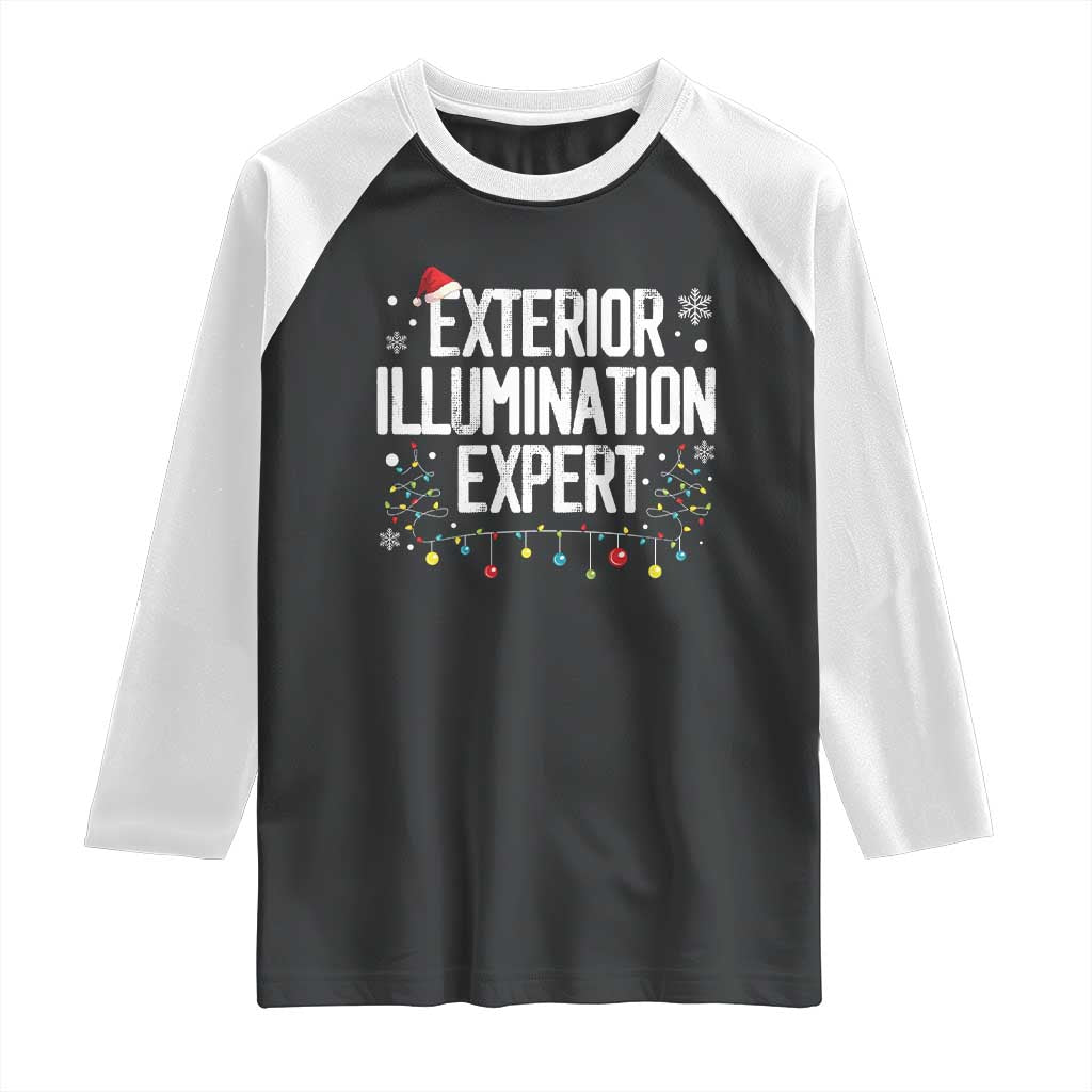 Funny Christmas Raglan Shirt Exterior Illumination Expert Christmas Lights