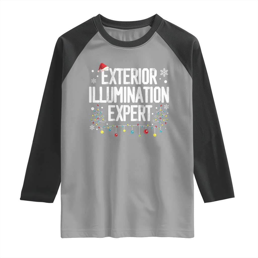 Funny Christmas Raglan Shirt Exterior Illumination Expert Christmas Lights