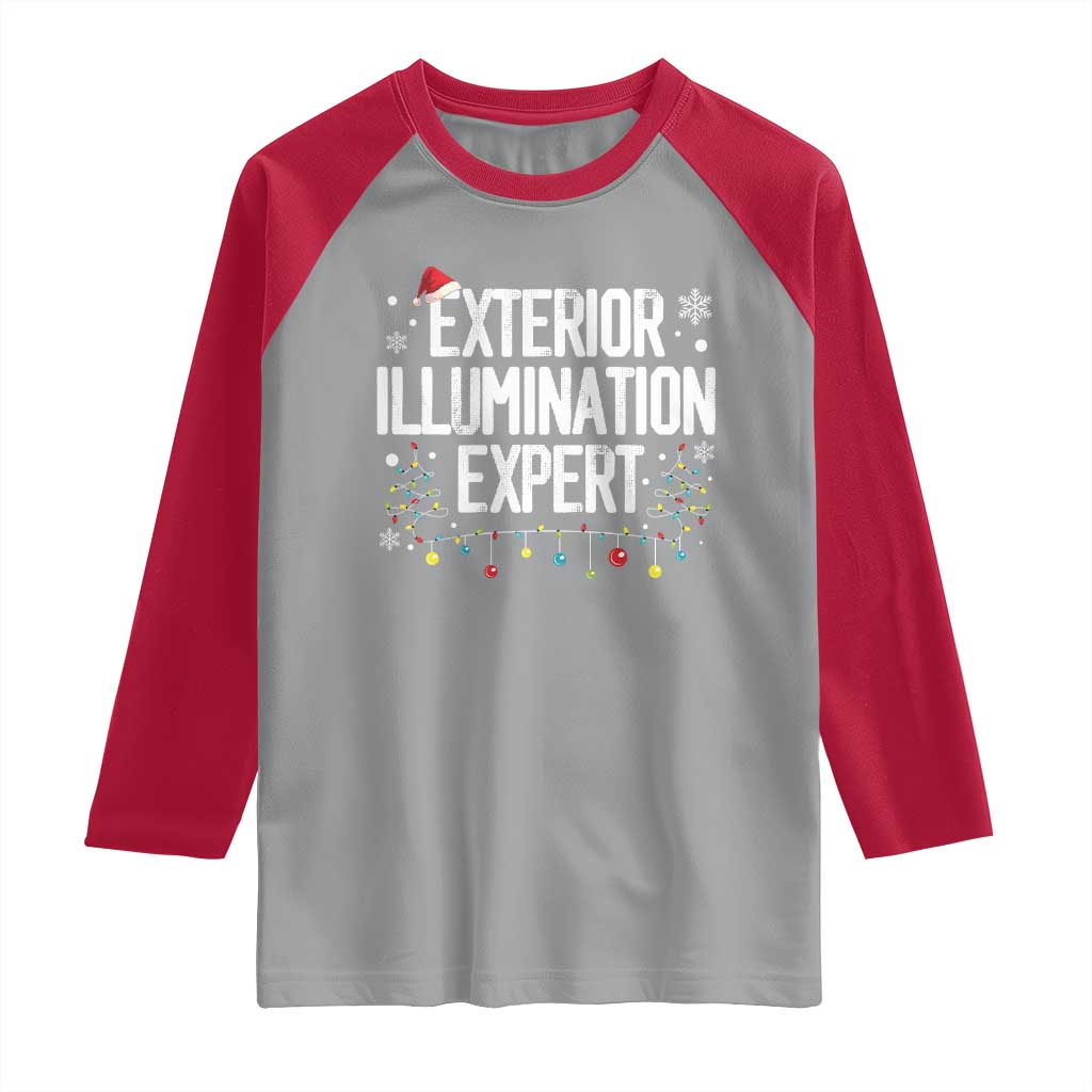 Funny Christmas Raglan Shirt Exterior Illumination Expert Christmas Lights