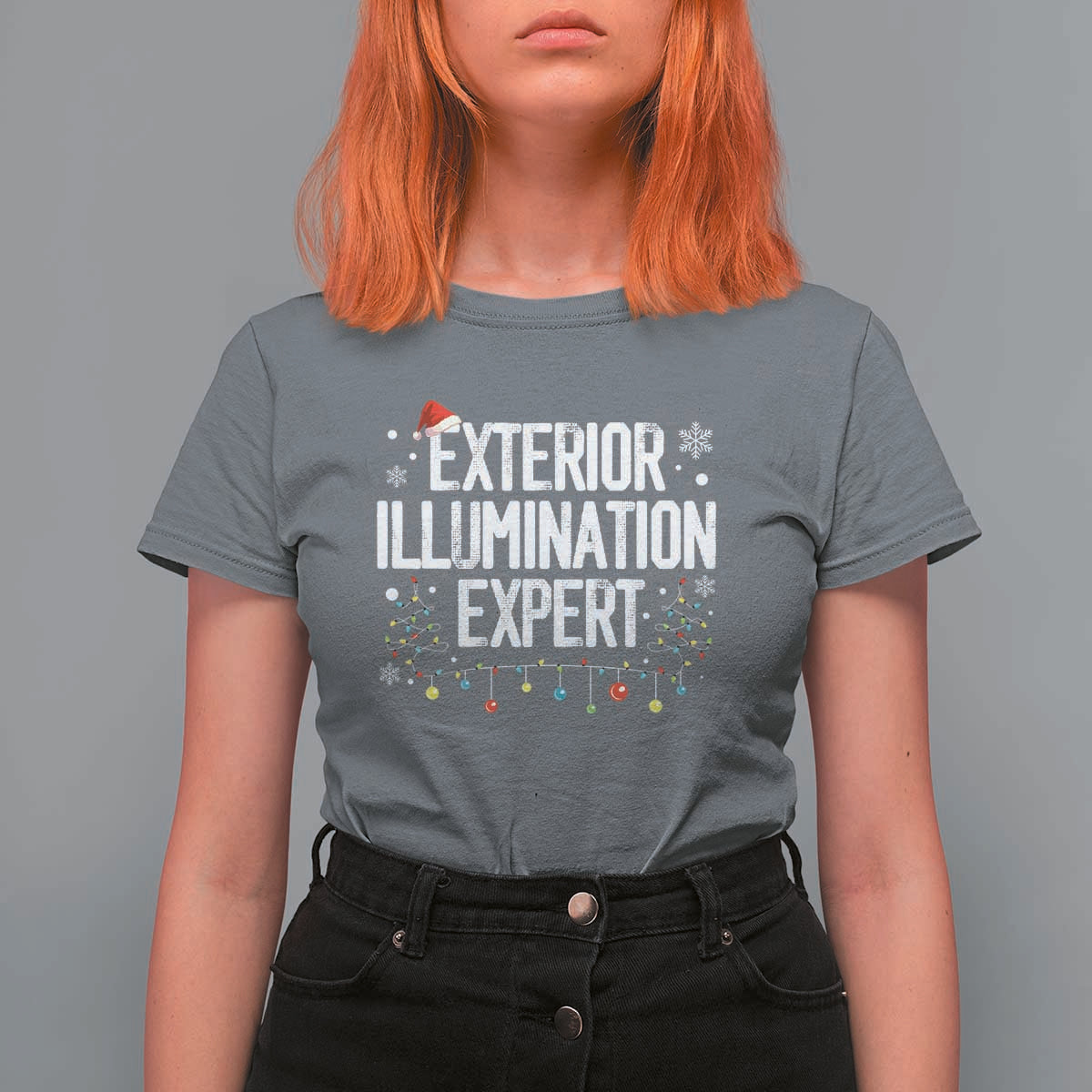Funny Christmas T Shirt For Women Exterior Illumination Expert Christmas Lights - Wonder Print Shop