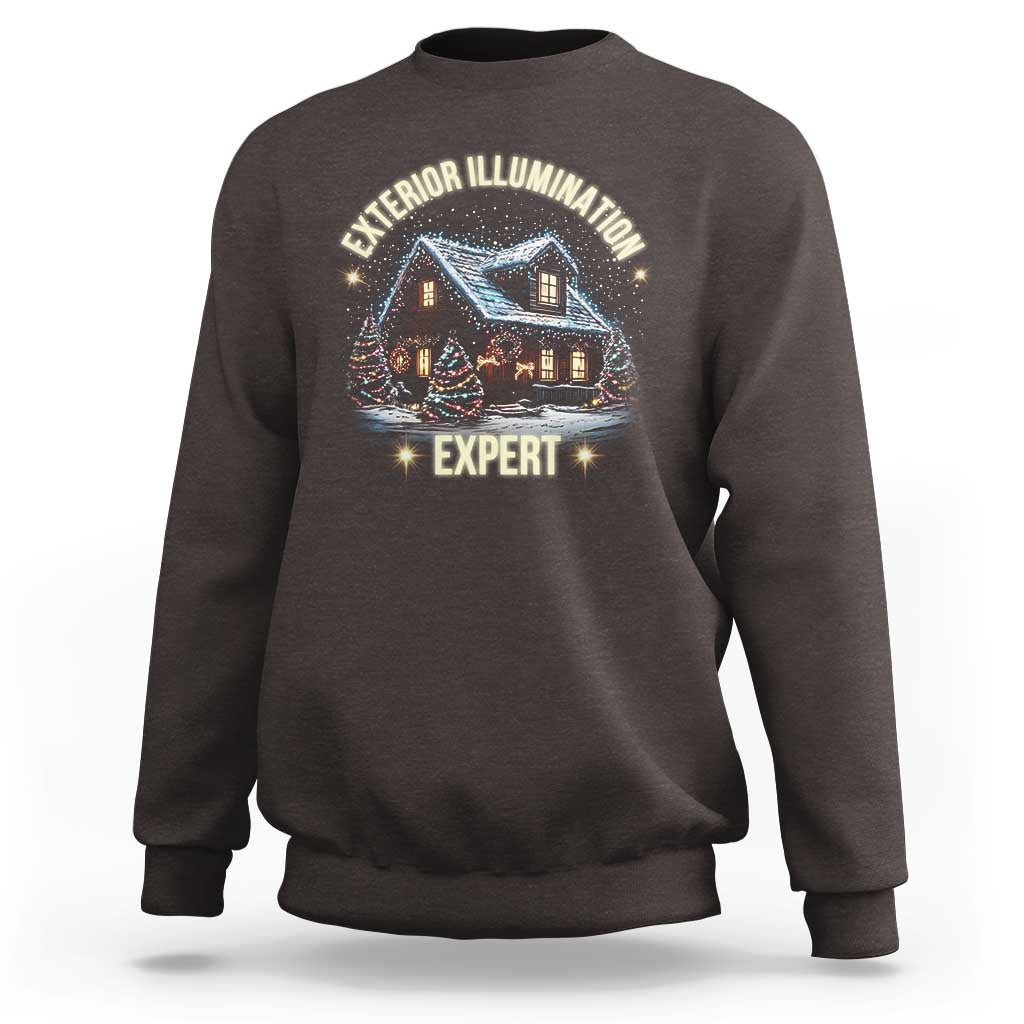 Funny Christmas Sweatshirt Exterior Illumination Expert Christmas Lights Home - Wonder Print Shop