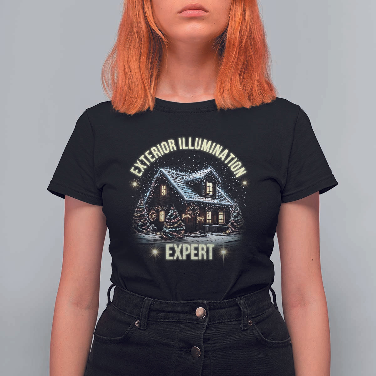 Funny Christmas T Shirt For Women Exterior Illumination Expert Christmas Lights Home - Wonder Print Shop
