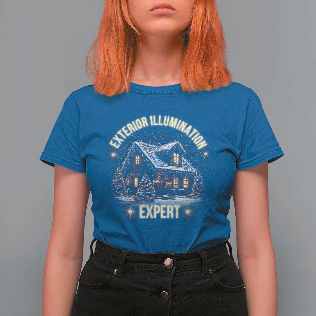 Funny Christmas T Shirt For Women Exterior Illumination Expert Christmas Lights Home - Wonder Print Shop