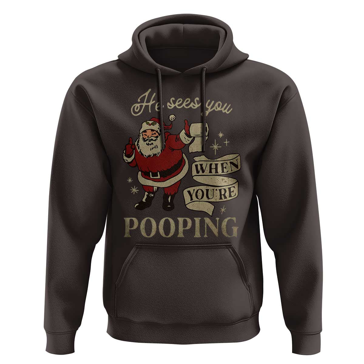 Funny Christmas Hoodie He Sees You When You Are Pooping