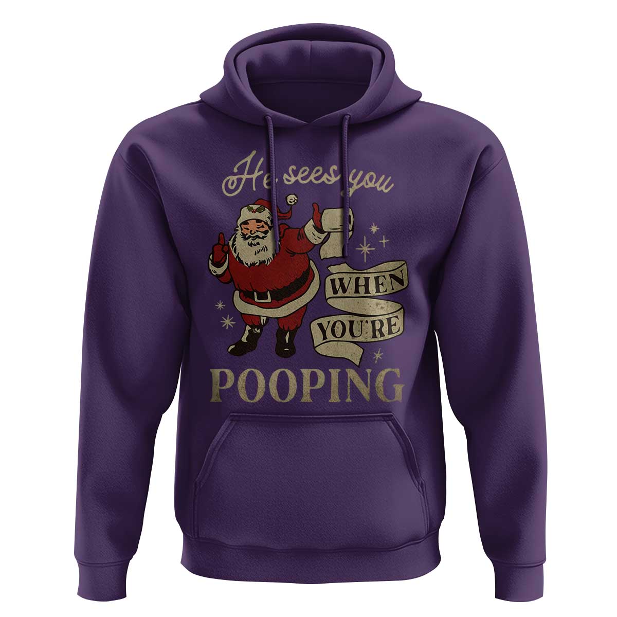Funny Christmas Hoodie He Sees You When You Are Pooping