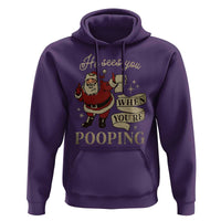 Funny Christmas Hoodie He Sees You When You Are Pooping