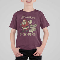 Funny Christmas T Shirt For Kid He Sees You When You Are Pooping - Wonder Print Shop