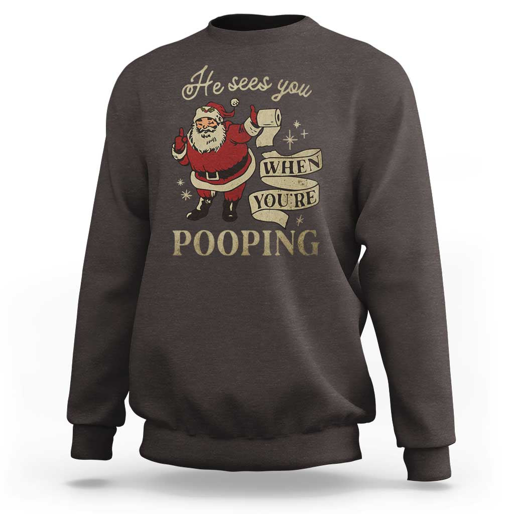 Funny Christmas Sweatshirt He Sees You When You Are Pooping - Wonder Print Shop