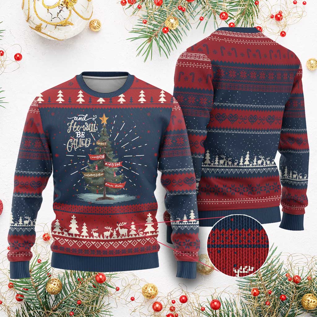 Christian Xmas Ugly Christmas Sweater He Will Be Called Wonderful Counselor - Wonder Print Shop