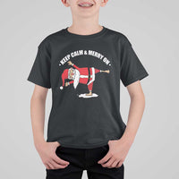 Funny Christmas Yoga T Shirt For Kid Keep Calm And Merry On - Wonder Print Shop