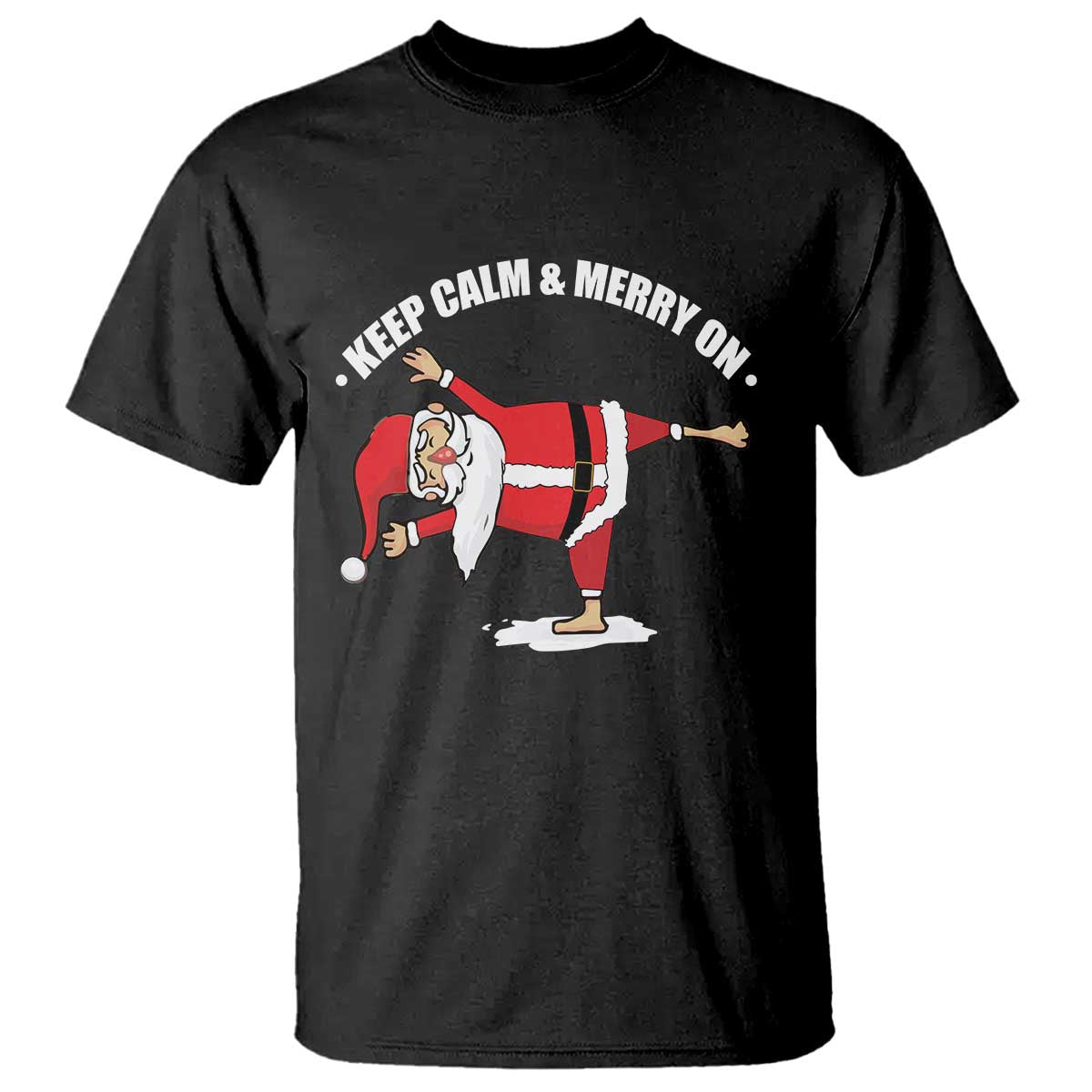 Funny Christmas Yoga T Shirt Keep Calm And Merry On - Wonder Print Shop