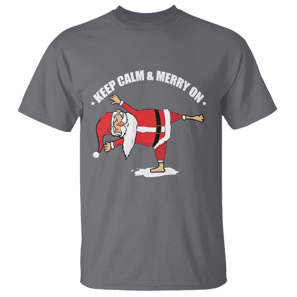 Funny Christmas Yoga T Shirt Keep Calm And Merry On - Wonder Print Shop